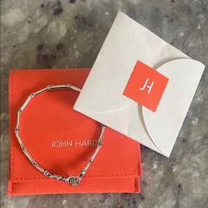 John Hardy Silver Bamboo Link Bracelet with Orange Pouch